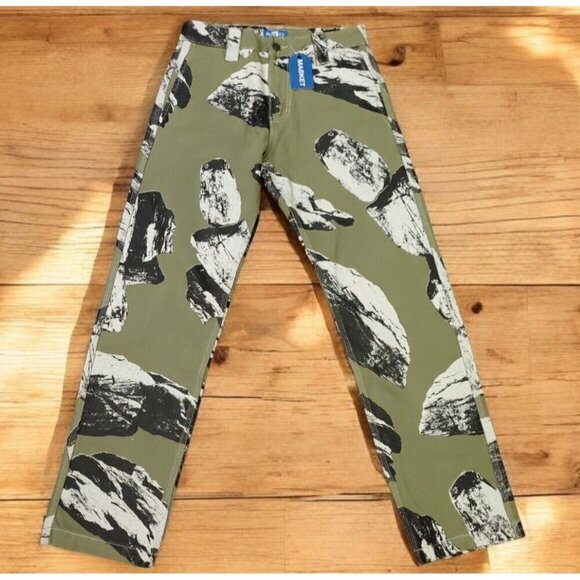 Market Jeans Talus Work Pants Mens Size 28x31 Hip Hop Streetwear AOP - Picture 1 of 8
